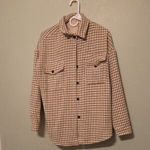 Oversized Tan Houndstooth Jacket